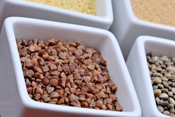 Buckwheat with other healthy seeds in a bowls