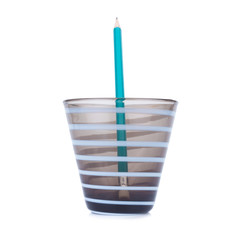 Pencils green in the pencil holders no white background