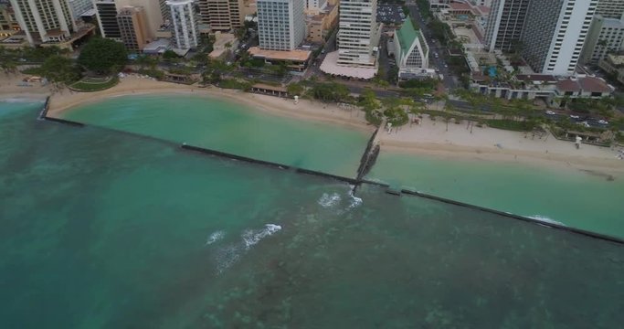 Aerial panorama of Waikiki Beach Hawaii
