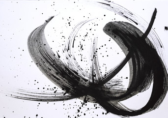 Obraz premium Abstract brush strokes and splashes of paint on paper