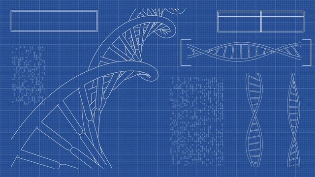 DNA blueprint RNA double helix slow science electron microscope closeup dof 4K