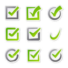 Check box icons of vote mark sign choice yes symbol and correct design right agreement voting form button question choose success graphic vector illustration.