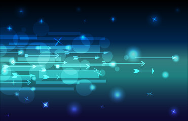 Digital abstract blue background. Vector illustration with arrow sign.