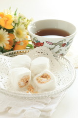 Chinese food, Dragon's Beard candy and tea