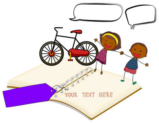 Blank book with children holding hand