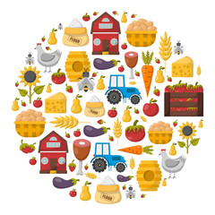 Vector cartoon farm market background
