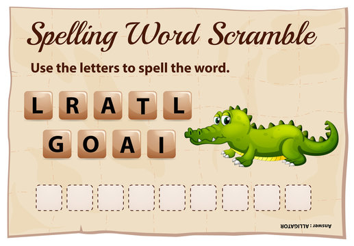 Spelling word game with word alligator