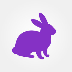 Fototapeta na wymiar Purple bunny silhouette on a white background.