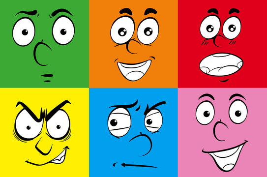 Different expressions on human faces