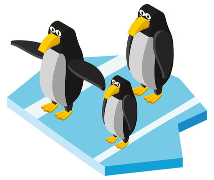 3D design for three penguins