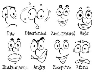Diffferent facial expressions with words