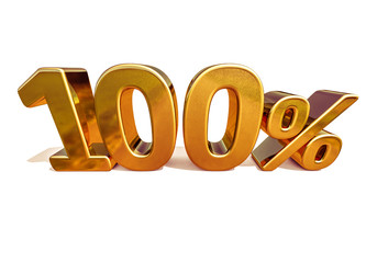 3d Gold 100 Hundred Percent Discount Sign