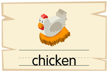 Wordcard design for chicken in the nest