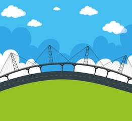 Scene with empty road and bridge