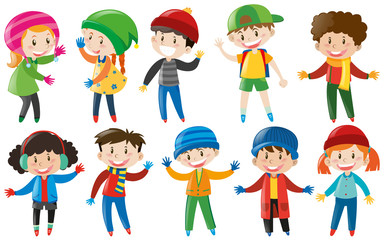 Boys and girls with happy faces