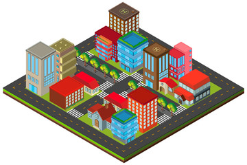 3D design for city scene with buildings