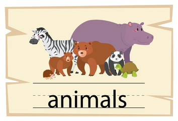 Wordcard design for word animals