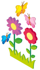 3D design for butterflies flying in garden