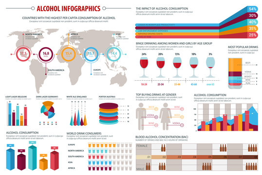 Alcohol drinks consumption infographics design