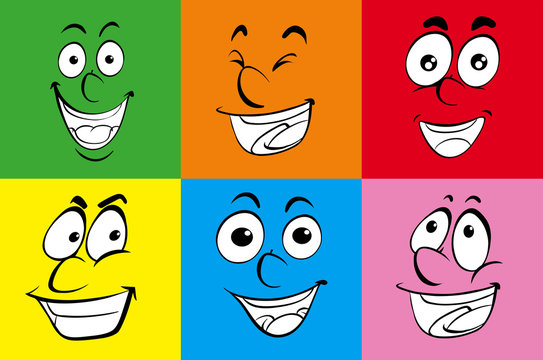 Different human emotions on colorful background