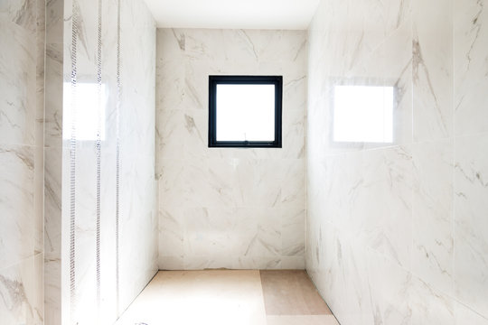 interior empty modern bathroom not sanitary ware