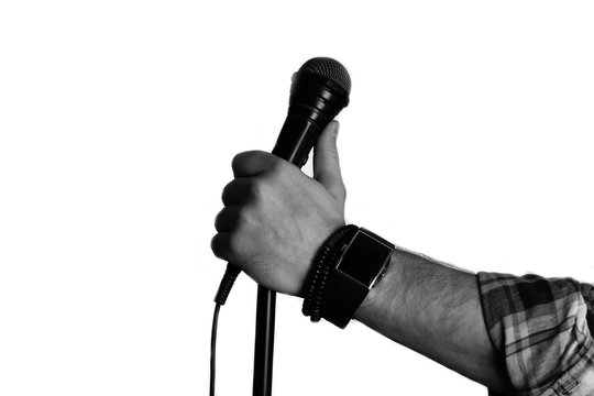 Microphone isolated man hand