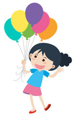 Happy girl and colorful balloons