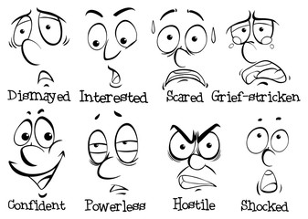 Eight facial expressions of human