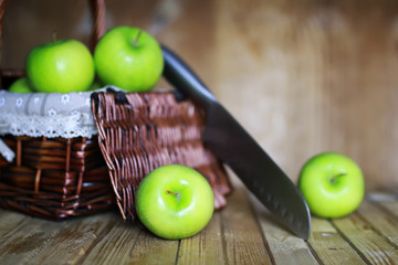 green apple in a basket