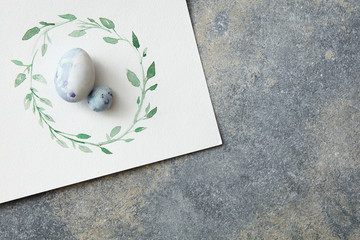 easter eggs on a concrete background