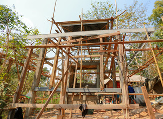 Fototapeta na wymiar The structure of the building is not finished yet.