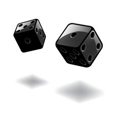 Dice gambling template. Black cubes on white background. Vector illustration.