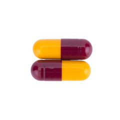 capsule color red and yellow. two. isolated on white background