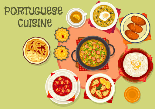Portuguese cuisine popular dishes icon