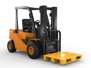 forklift truck with yellow pallet