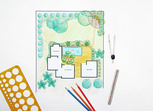 Landscape architect design backyard plan for villa