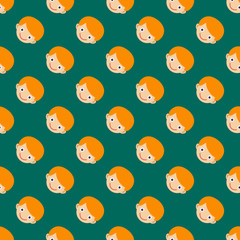 Fototapeta premium Boy face portrait fun happy young expression cute teenager cartoon character and happyness little kid flat seamless pattern joy casual childhoodvector illustration.