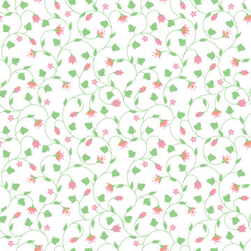 Seamless floral pattern with tiny pink flowers
