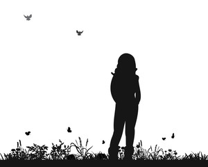  isolated silhouette girl standing