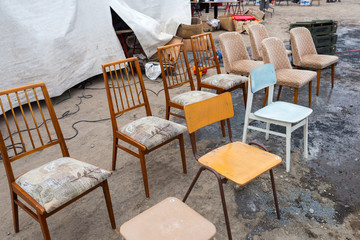 Old Chairs on Flea Market, Berlin