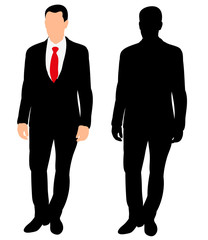 isolated silhouette of a man in a tie
