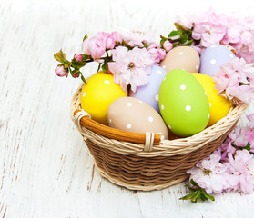 Easter eggs and cherries blossom