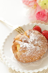 Japanese Puff cream and strawberry