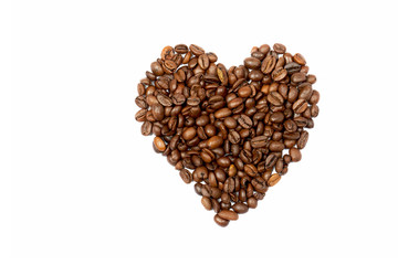 Heart made of coffee beans