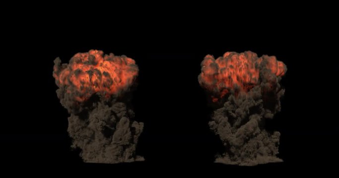 Realistic Slow Motion Explosions. Effects stay within the frame. 4K DCI Format With PRORES 4444 + Alpha Channel.