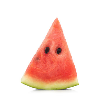 Slice of watermelon single on white background