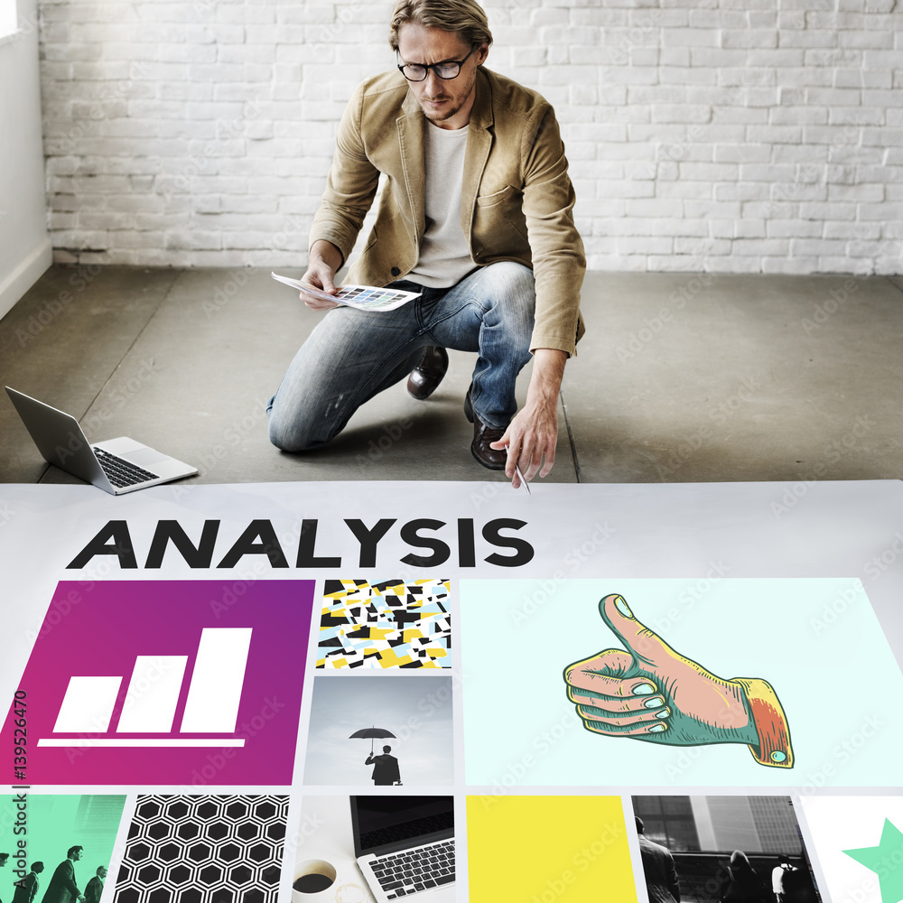 Poster analysis analyze data information insight report concept