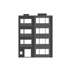 Apartment building silhouette. Multistory house with balconies vector outline icon in black and white. Modern urban home isolated on white background.