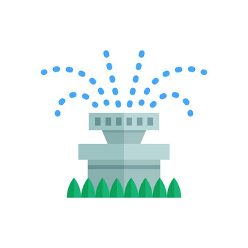 Garden sprinkler icon. Automatic lawn watering system vector illustration.