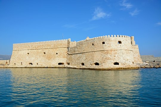 View of Koules castle in the harbour, Heraklion.
